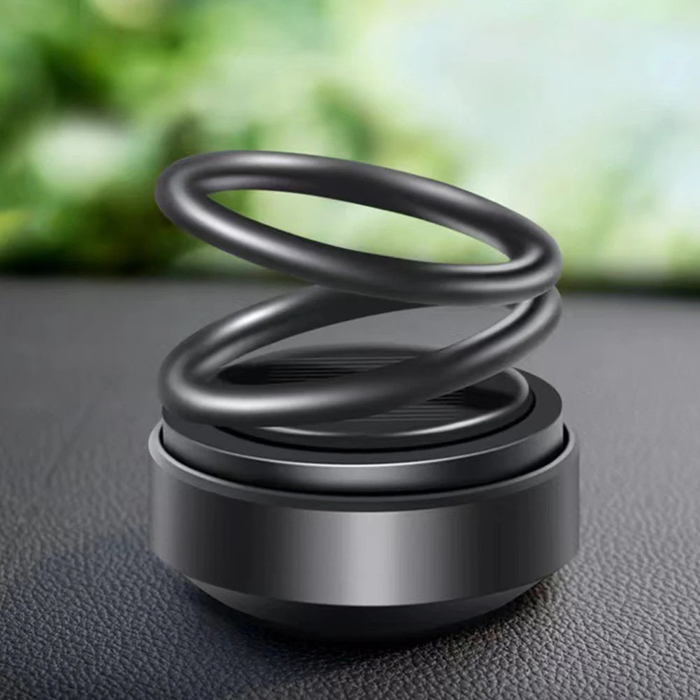 Solar Powered Aromatherapy Diffusers Portable Double Ring Aroma Diffuser Rotating Suspension Car Decoration Accessories