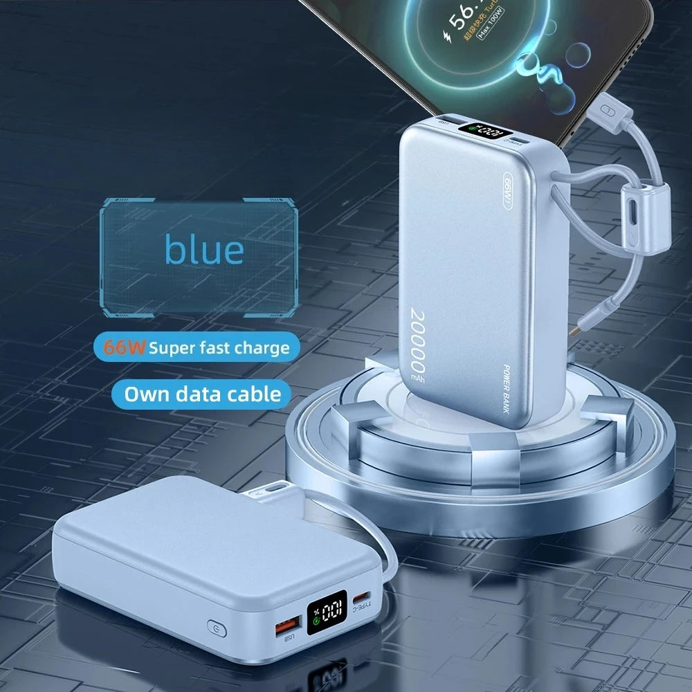 2025 NEW 66W 20000mAh Fast Charge Power Bank CCC Chinese Certification with Cable for Xiaomi Huawei Samsung IPhone Car Mobile World