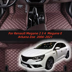Car Floor Mats Custom Leather For For Renault Megane 2 3 4 Megane E Arkana Zoe 2006-2021 Car Interior Accessories
