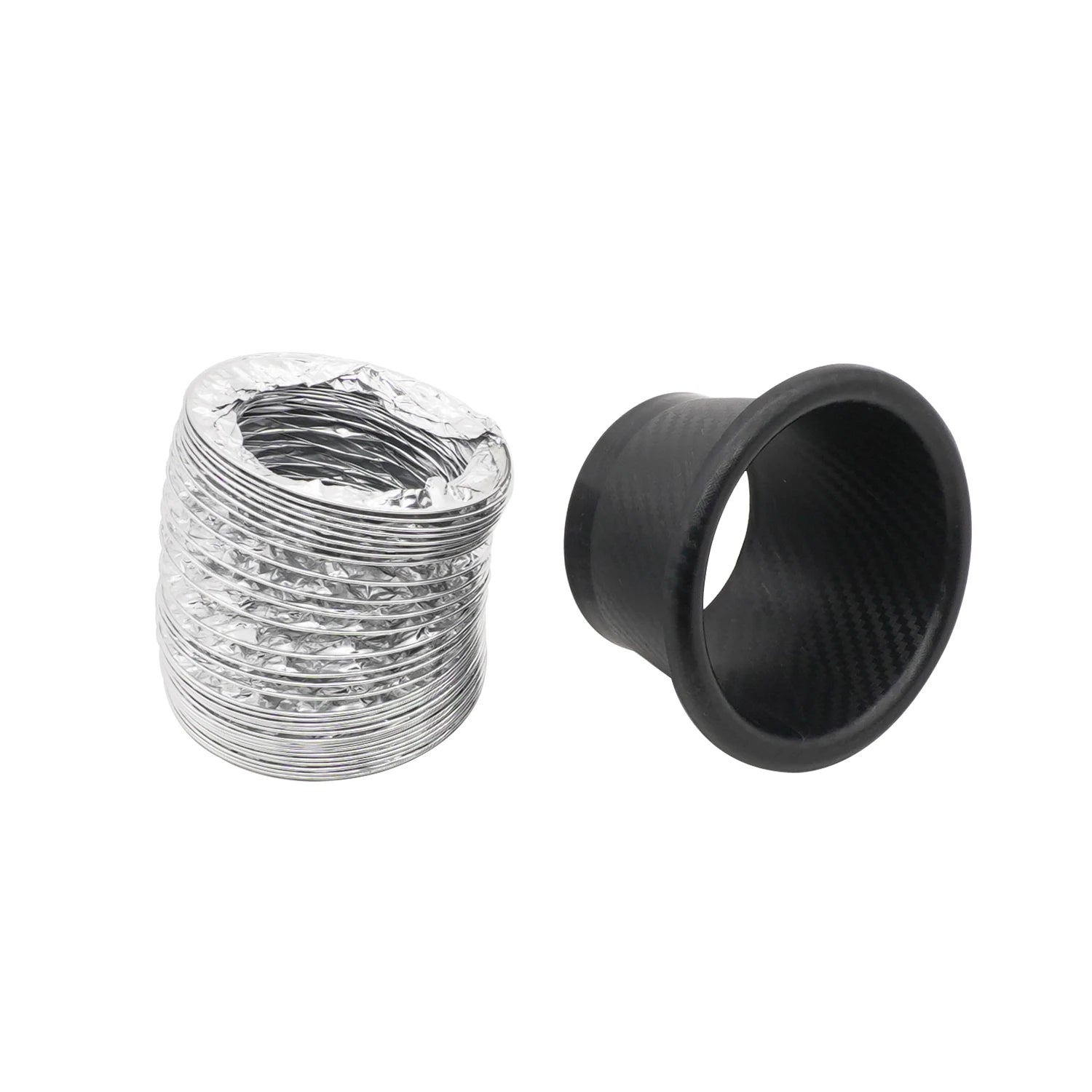Car Front Bumper Admission Air Intake Pipe Kit Universal Turbo Inlet Hose ABS Plastic Carbon Fiber Look Cold Air Funnel Pipe Set CM World