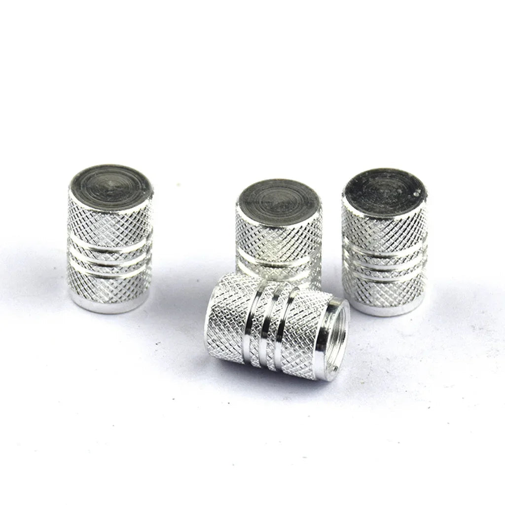 4PCS Car Tire Valve Stems Cap Knurling Style Tire Valve Cap Aluminum Tire Wheel Stem Air Valve Cap Universal Car Accessories CM World