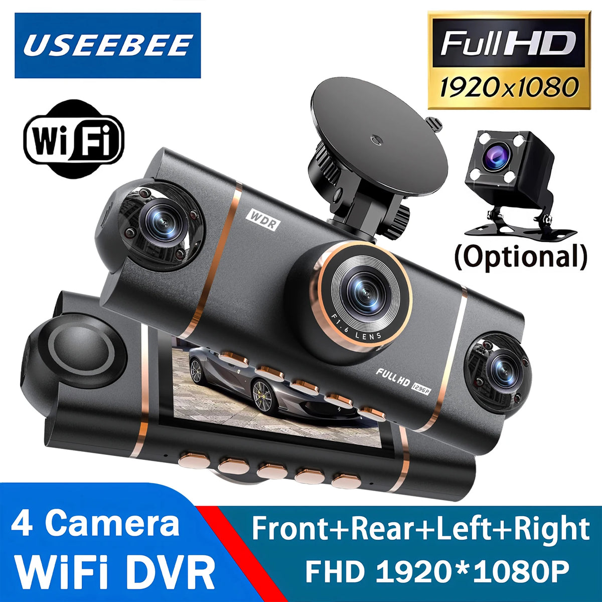 360°Auto Car Camera 1080P Video Recorder 3/4 Lens WIFI DashCam for Car DVR Black Box Night Vision Dash Cam 24H Parking Monitor