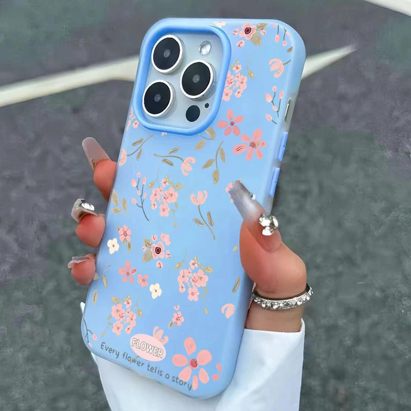 Cute Sweet Pink Floral Candy Color Phone Case For Samsung Galaxy S26 Ultra S25 S24 S23 S22 Plus FE A56 A55 A54 A53 A36 A35 Cover