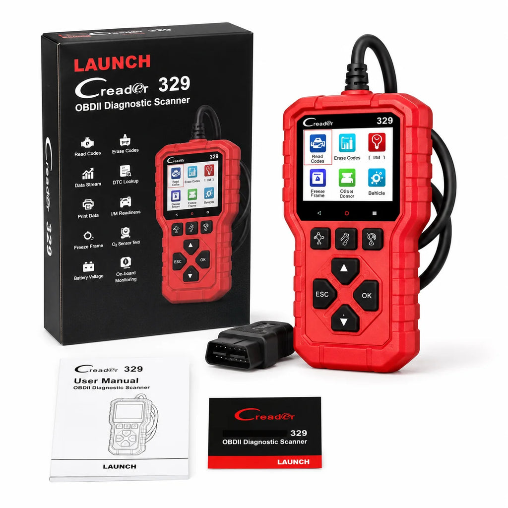 LAUNCH Creader 329 OBD2 Fault Scanner Auto Diagnostic Tool Check Engine Light Code Reader with Battery Test Live Data O2 Sensor EVAP for 1996+ OBDII Cars