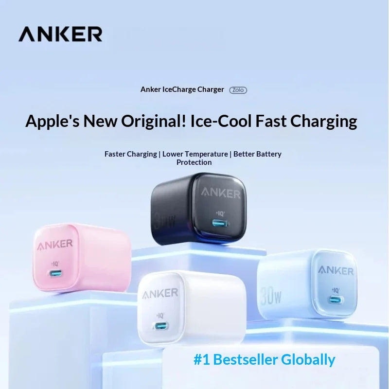 Anker 30w Pd Fast Charger Ice Sensing Usb C Wall Charger For Phone 16 Pro Max Phone 15 Pro Portable Mobile Phone Power Adapter