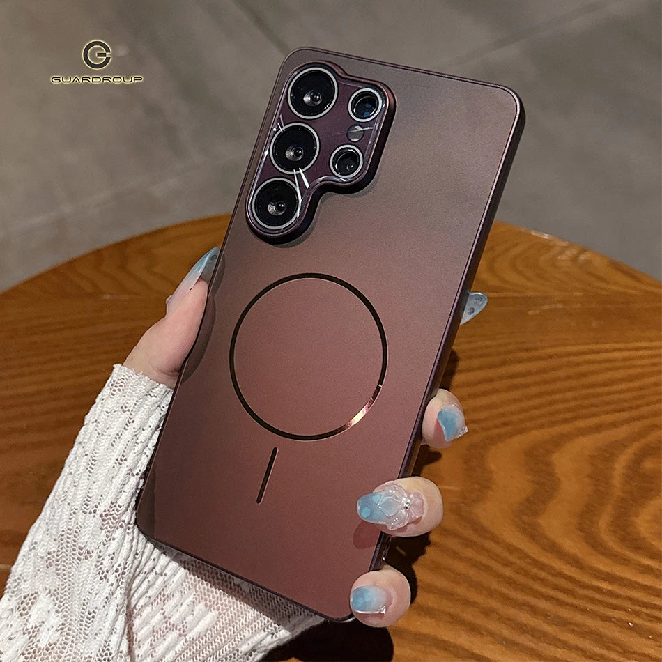 For Magasfe Magnetic Laser Case For Samsung Galaxy S26 Plus S25 S24 S23 Ultra A56 A57 Wireless Charge Metallic Paint Lens Cover