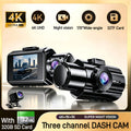 Car DVR 3Channel Dash Cam for Car 4K Video Recorder Dashcam Front and Rear View Camera Night Vision Car Accessories With 32GB Car Mobile World