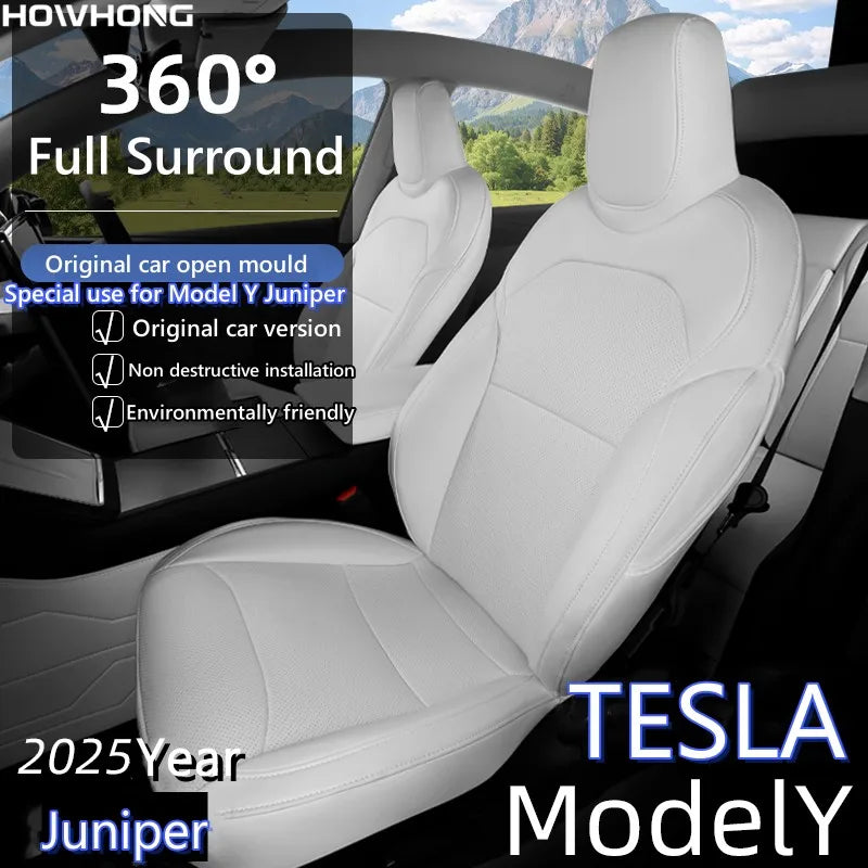 For Tesla New Model Y Juniper 2025 2026 Car Seat Cover Nappa Leather & 8 Grade Anti Fouling Wholesale Price Interior Accessories