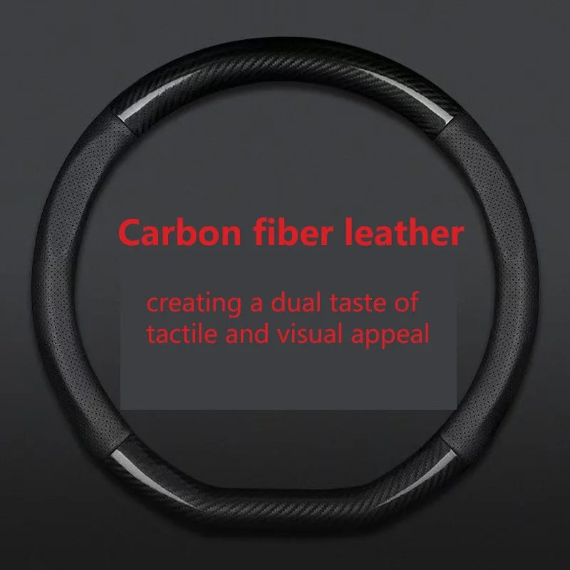 Car steering wheel cover breathable carbon fiber sports model all season universal anti slip and wear-resistant handle cover CM World