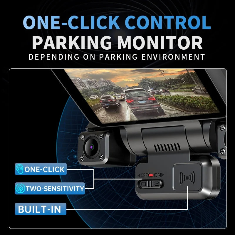 XUOIB I9pro-WB 4CH 360° Dash Cam 4K with 4'' Touch Screen Dash Car Camera 24H Parking Mode WiFi GPS Car DVR 8 IR Night Vision Car Mobile World
