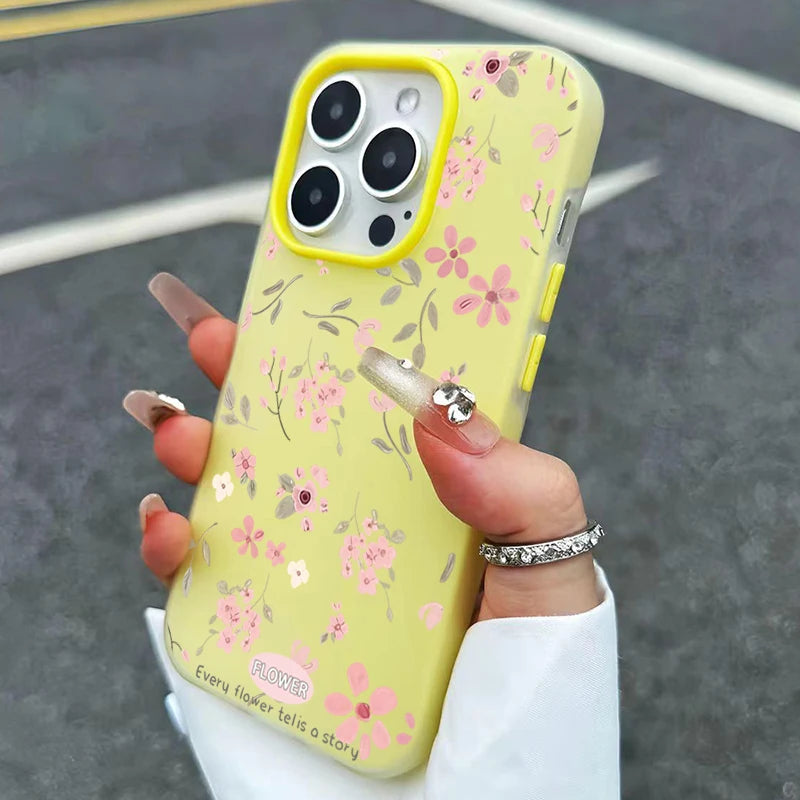 Cute Sweet Pink Floral Candy Color Phone Case For Samsung Galaxy S26 Ultra S25 S24 S23 S22 Plus FE A56 A55 A54 A53 A36 A35 Cover
