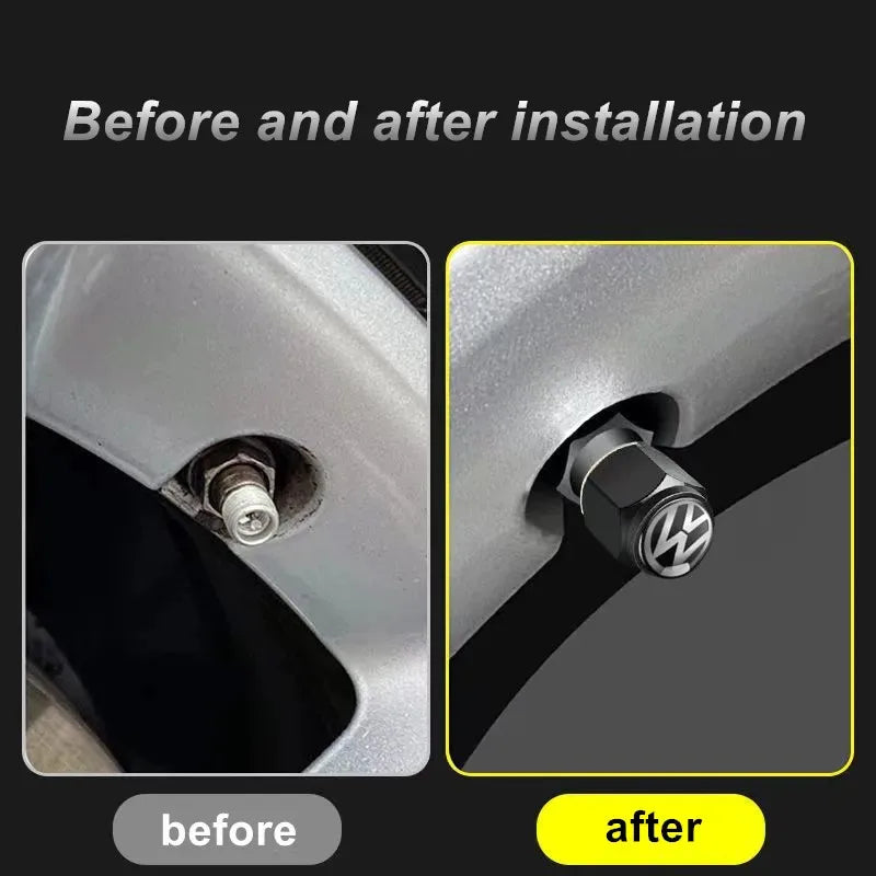 New 4/5pcs Metal Car Wheel Valve Caps Stem Covers for VW Volkswagen Golf Polo Passat Tiguan Touran Jetta Accessories