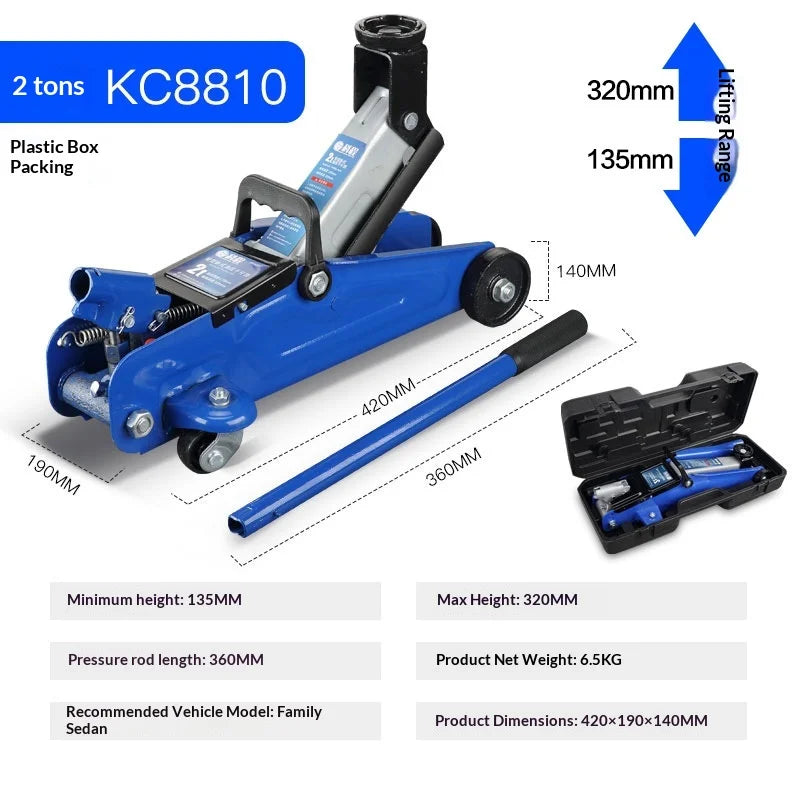 Car Rescue Tool Hydraulic Jack Pneumatic Lift Small Portable Car Jack Heavy Duty Low Profile Quick Raise Garage Emergency Change CM World