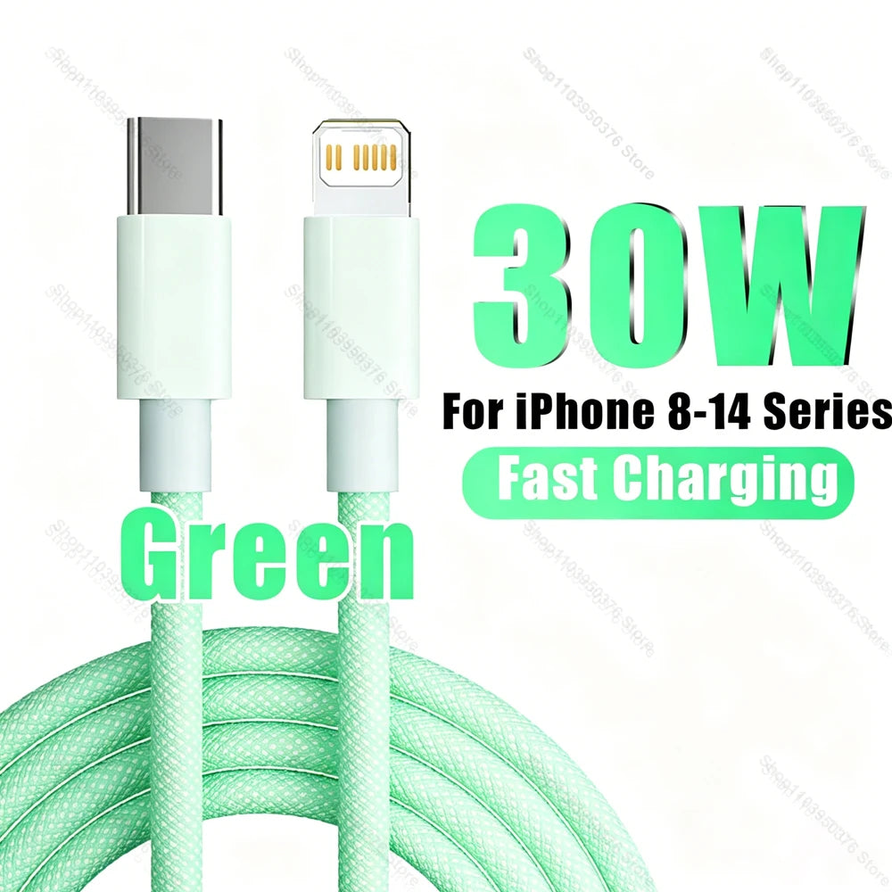 PD 30W Fast Charger For iPhone 14 13 12 11 X XR XS 8 Pro Max Plus Mini iPad Air Fast Charging Cable USB C to Lightning Durable B