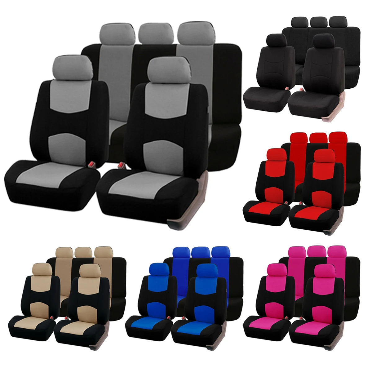 Four Seasons Fashion Universal 9 pcs Car Seat Cover Polyester Fabric Car Seat Cover CM World