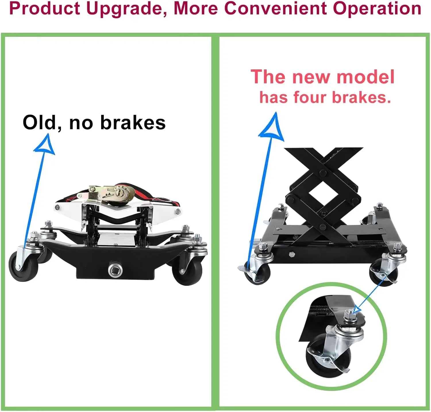 450 Lbs Low Profile Transmission Jack with Safety Straps Auto Repair 7-23" Lift with 2M Safety Straps & 4 Brake Wheels,black CM World
