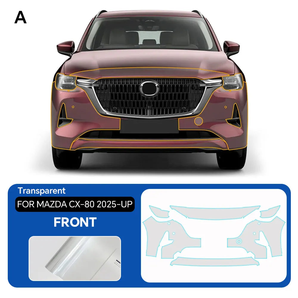 For Mazda CX-80 2025-2026 PPF Car Film 9Mil Pre-Cut Paint Protection Film TPU Invisible Anti-scratch Resistant Vinyl Wrap Film Car Mobile World