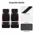 4-Pack Black Pink Minimalist Car Floor Mats - Soft Easy Clean, Anti-Slip Durable, Stylish, Fits Most Vehicles, Gift