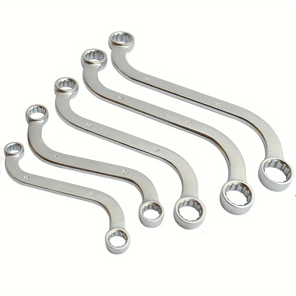 5Pcs S Type 10-19mm 12-Point Box Ends Double-Headed Special-Shaped Fastening Wrench Car Repair Tool S-Shaped Spanner Hardware CM World