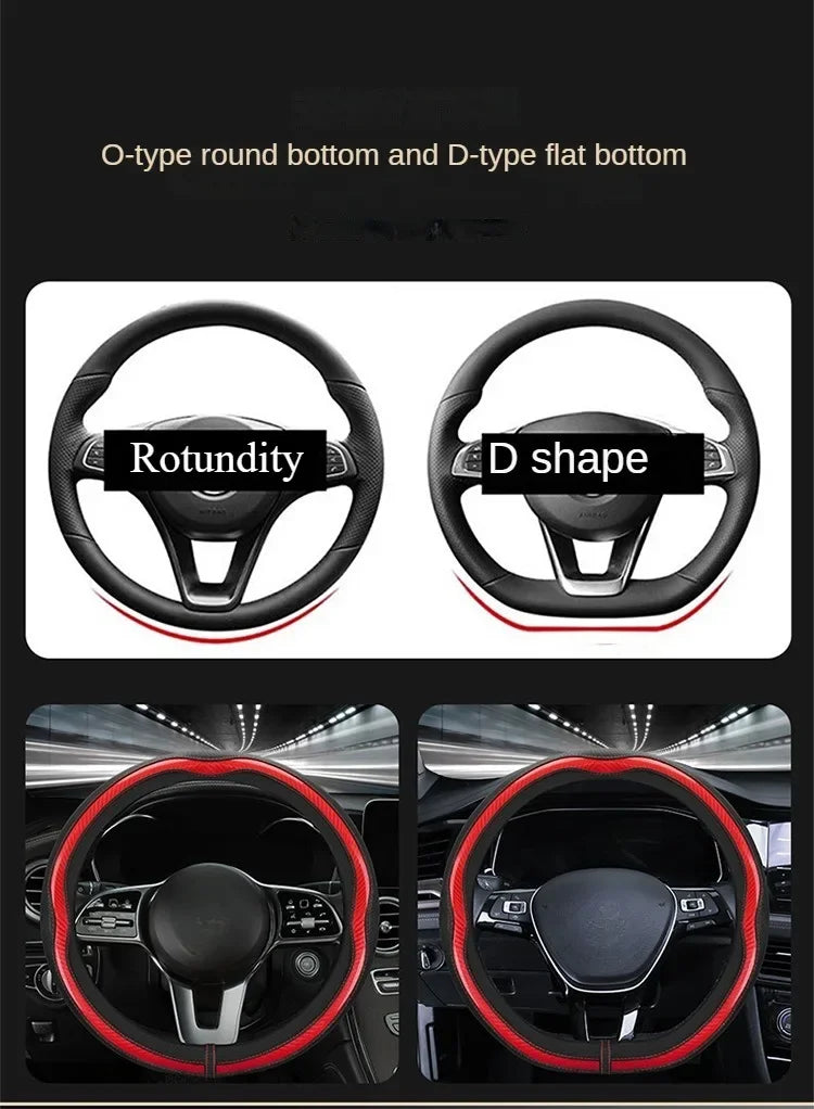 PU Leather Car Steering Wheel Cover Universal Carbon Fiber Steering Wheel Covers Car Decoration Accessories 38cm Steering Covers CM World