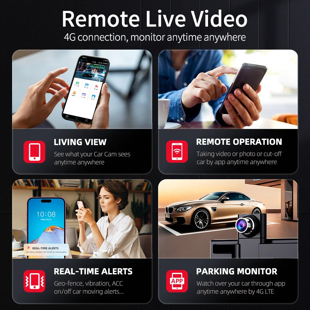 Imagebon M70 11.4" 4G Android 14 8+128G Dashcam 8 Core Wireless CarPlay & Android Auto Split Screen Remote Monitoring Car DVR Car Mobile World