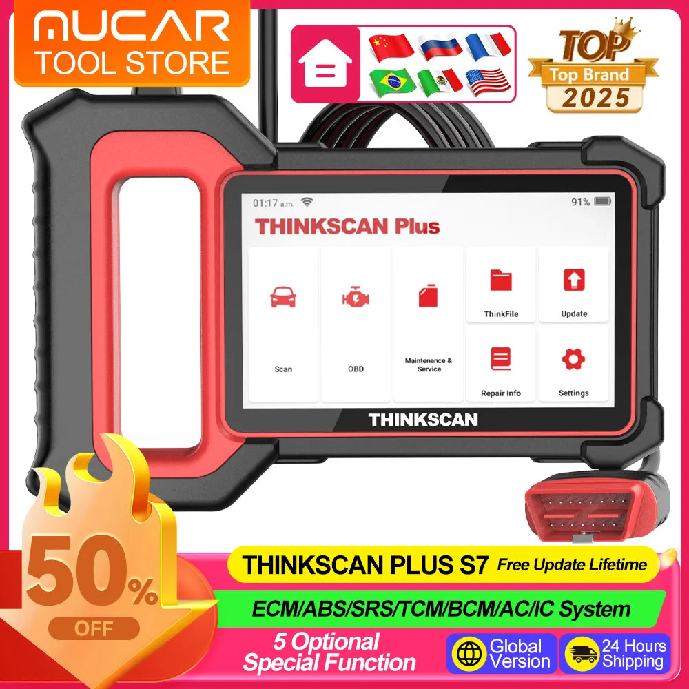 Thinkscan Plus S7/S6/S5/S4 Diagnostic Tools Diagnose 7 System 5 Reset Free Lifetime Autotools Car Obd2 Scanner Code Reader Tools CM World