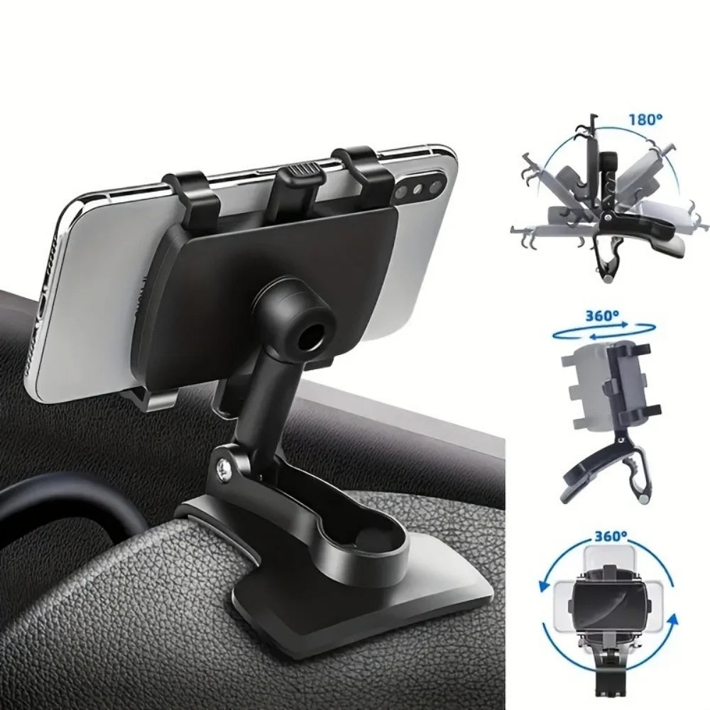 360 Rotation Dash Board Car Mobile Phone Holder Easy Clip Mount Stand Universal GPS Navigation Bracket Portable Car Phone Stand