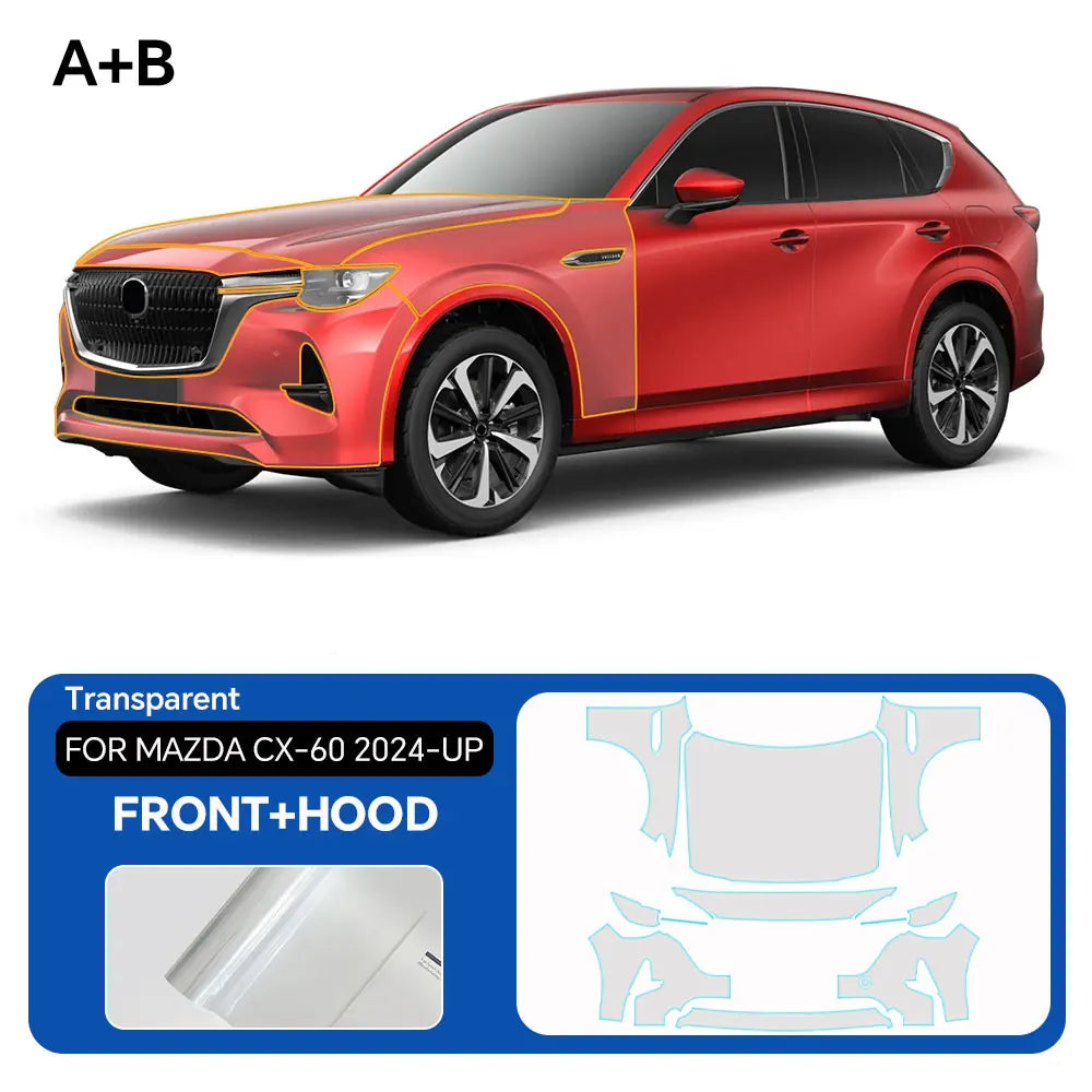 For Mazda CX-60 2024-2025 Clear Paint Protection Vinyl Film Precut Full Car Anti-Scratch UV Protection Invisible Car Wrap Film Car Mobile World