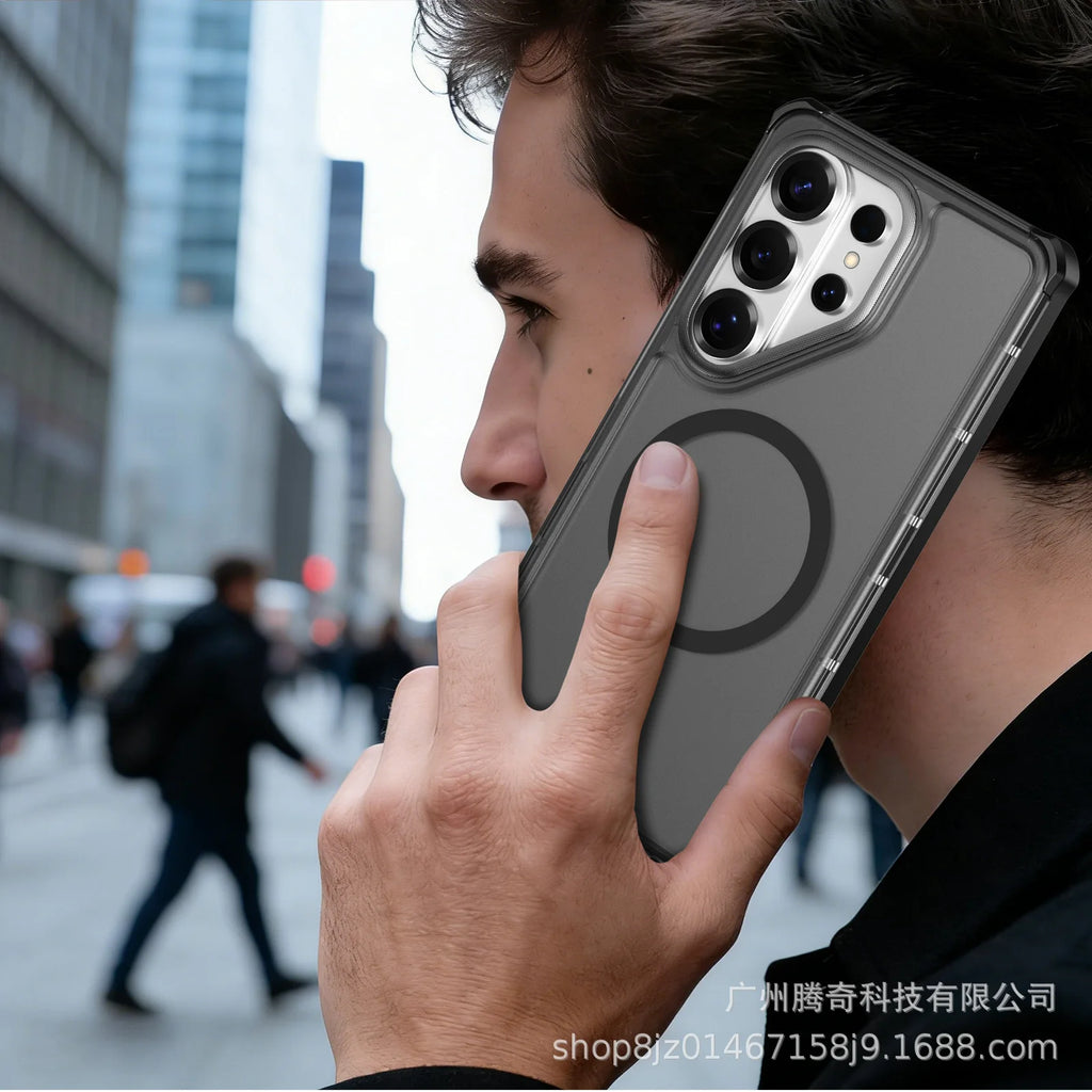 Hybrid Rugged Armor OTT-BOX Case For Samsung A57 A37 S26 Ultra S25 S24 Plus S23 FE For Magsafe Charge Symmetry Shockproof Cover