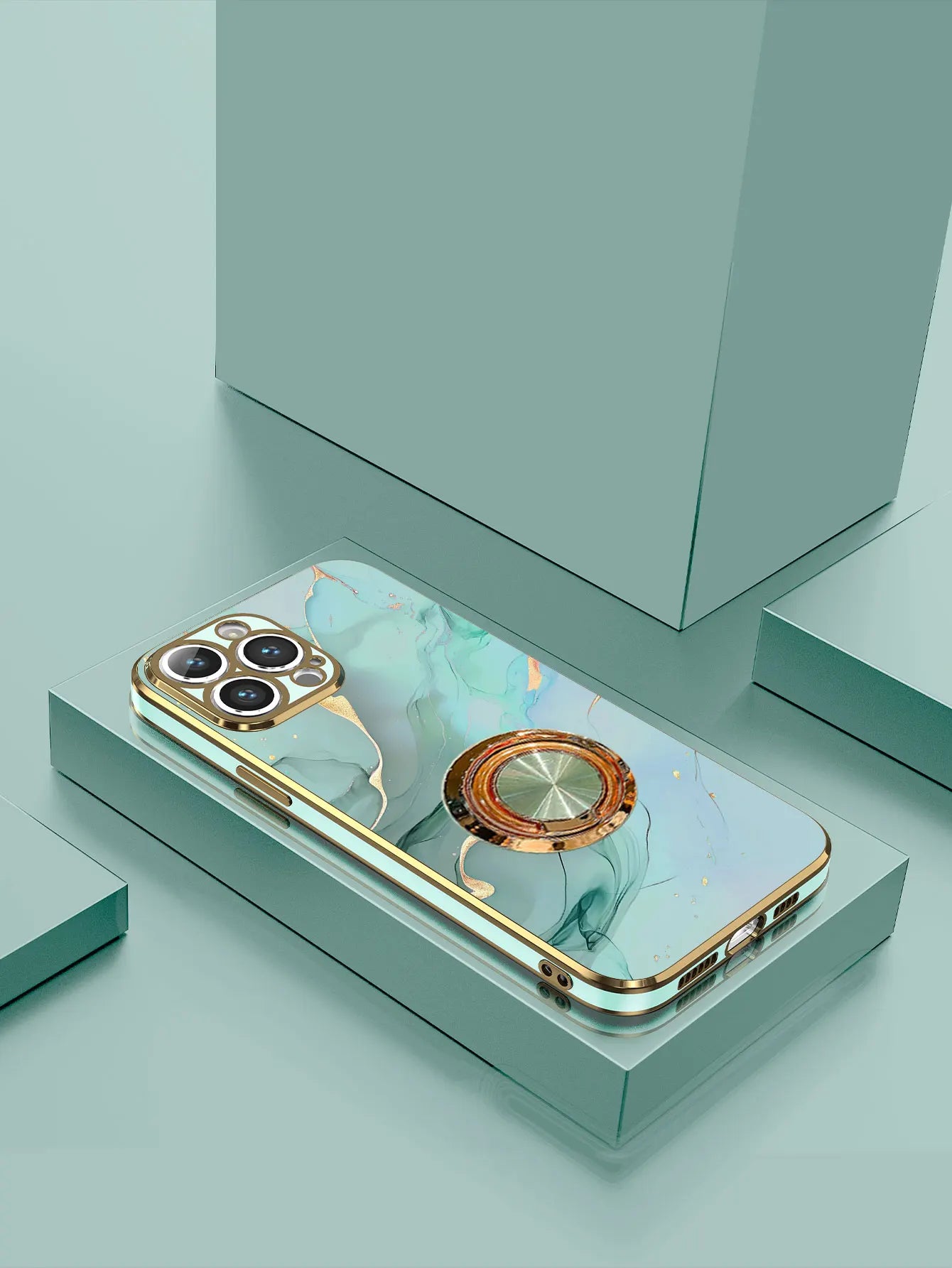 Luxury Plating Marble Pattern Ring Holder Phone Case For iPhone 17 16 15 14 Plus 13 12 Mini 11 Pro Max X XS XR 7 8 SE Back Cover
