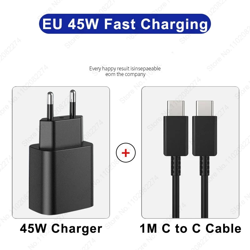 PD 45W USB C Charger Super Fast Charging Adapter For Samsung Galaxy S24 S23 S22 S25 Ultra A55 A16 A56 Phone Charger Type C Cable Car Mobile World