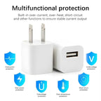 5-1Pcs 5V1A USB Wall Charger Adapter Fast Charging for IPhone 14 13 12 11 Pro Max XR XS X 8 7 6 Plus IPad Travel Adapter US Plug