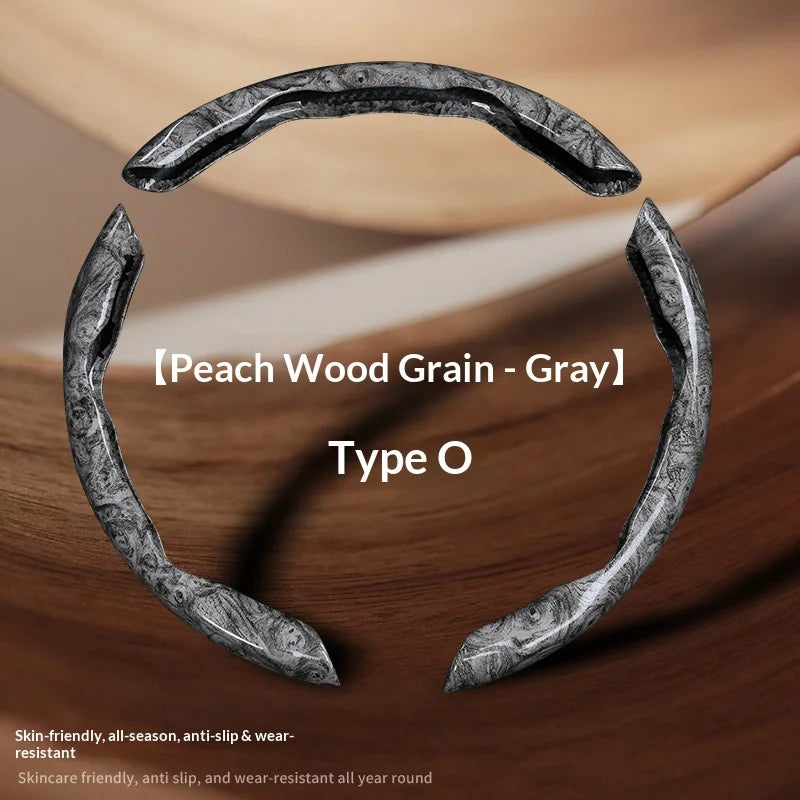 3 pcs of segmented peach wood texture car steering wheel cover, high-end and minimalist car steering wheel decoration