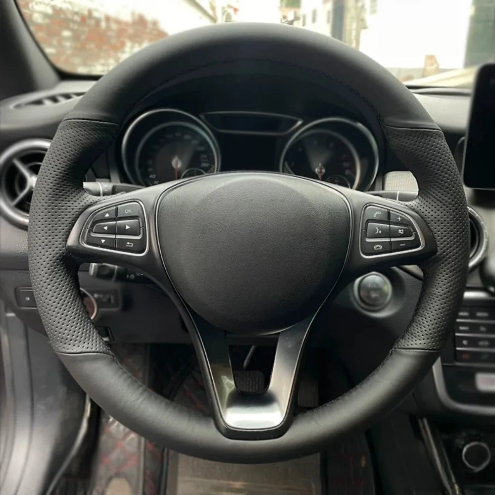 Car Steering Wheel Cover Carbon Fiber Leather For Mercedes Benz W176 W246 W205 C117 C218 X218 W213 X156 X253 W166 X166 EQV W447 CM World
