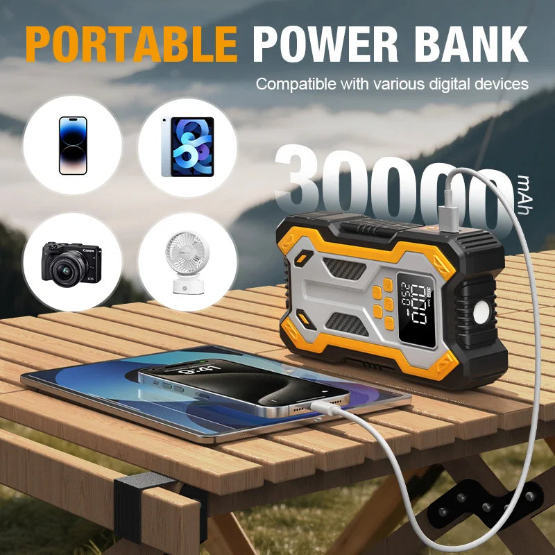 7000A Jump Starter with Air Compressor Portable Car Battery Booster (9.0 Gas/6.5L Diesel) with 160PSI Auto-Shutoff Tire Inflator