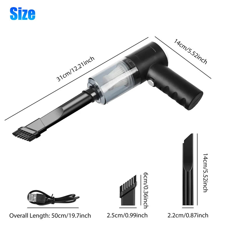 1PCS 2 In 1 Wireless Vacuum Cleaner Dual Use For Home And Car 120W High Power Powerful Vacuum Cleaner Black