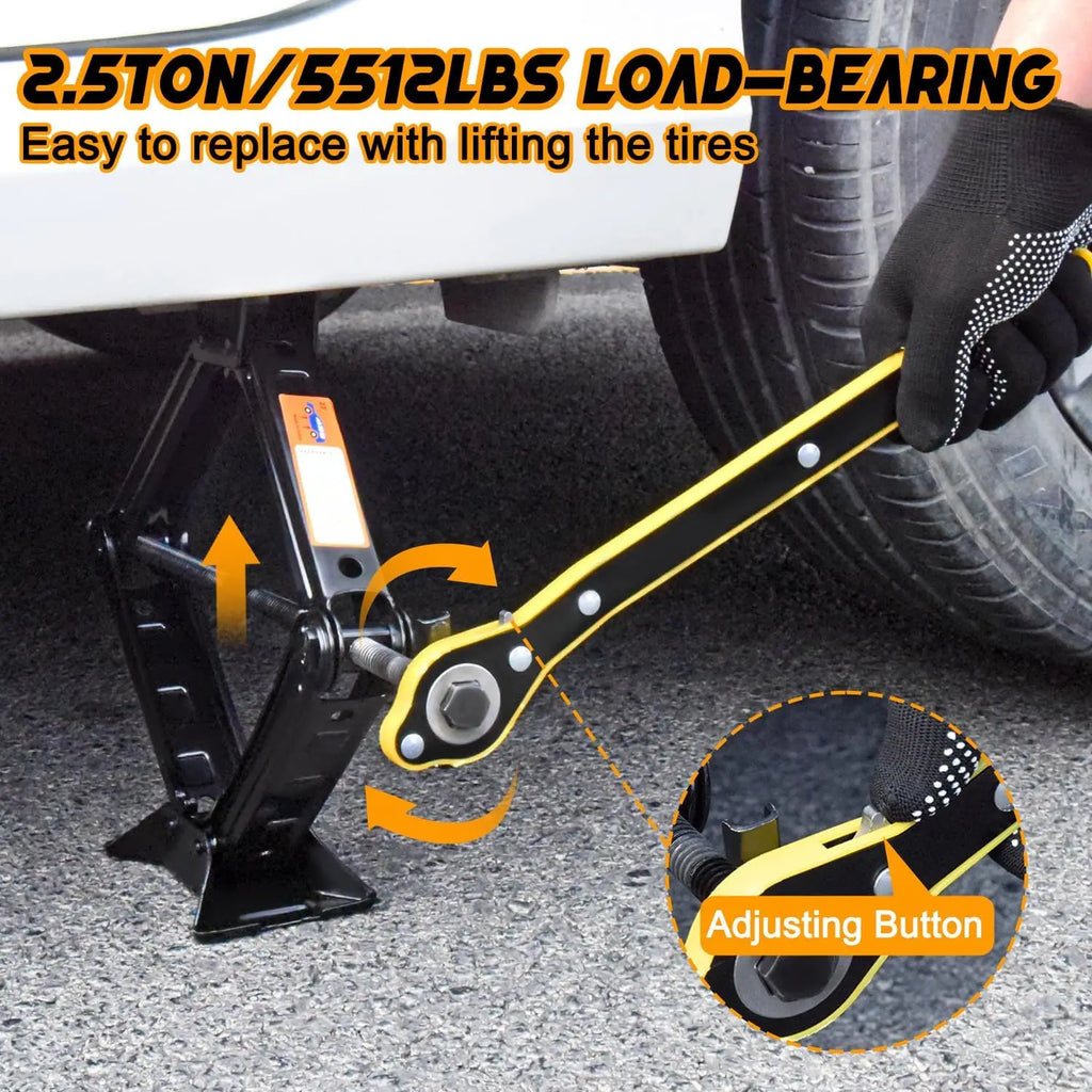 2.5 Ton Car Jack Kit Scissor Jack 5511 lbs Tire Jack Tool Universal Car Emergency Kit with Lug Wrench Tire Changing for Car SUV CM World