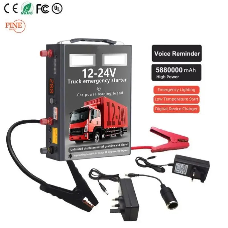 12 24 Volt Car Truck Jump Starter 42000mah Portable Power Bank Emergency Tool Battery Booster Truck Jump Starter