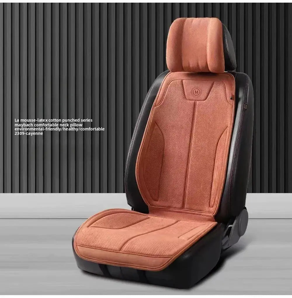 Suede Seat Cover Universal Four Seasons Perforated Breathable Cushion Non-slip Luxury SUV Car Rams Latex Seat Cover with Pillow Car Mobile World
