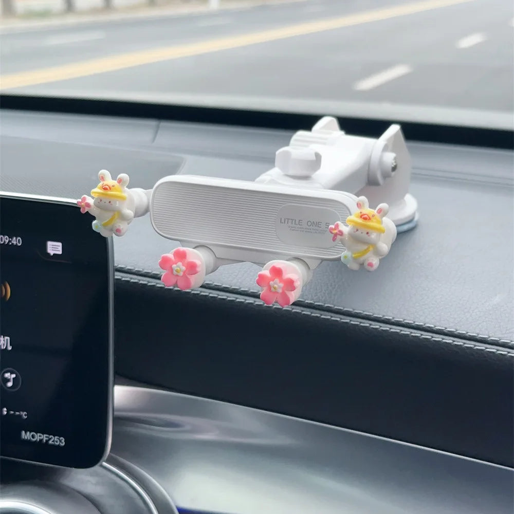 Car Cartoon Phone Holder for Navigation - Creative Air Vent Suction Cup Mount Stand, Rotating Gravity Support Multi-Function Bra CM World