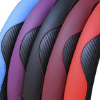 Car accessories Carbon Fiber PU Leather Steering Wheel Cover for Hyundai I10 Peugeot 2008 Dacia Sandero Stepway CM World