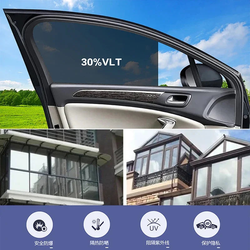 50cmx3m Car Window Privacy Tint Film Auto Vinyl Anti Look Glass Sticker Foils Ceramic Summer Solar UV Protector Mirror Films