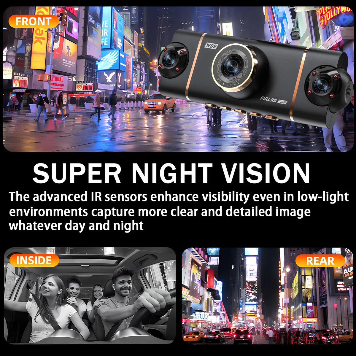 360°Auto Car Camera 1080P Video Recorder 3/4 Lens WIFI DashCam for Car DVR Black Box Night Vision Dash Cam 24H Parking Monitor