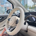 Napa Leather Perforated Patchwork Car Steering Wheel Cover, Non-slip, Breathable, Universal 15 Inch (Approx. 38cm) CM World