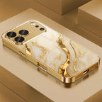 Marble wave pattern electroplated phone case suitable for iPhone 17 16 15 14 13 12 11 Pro/Max/Plus anti drop and shockproof