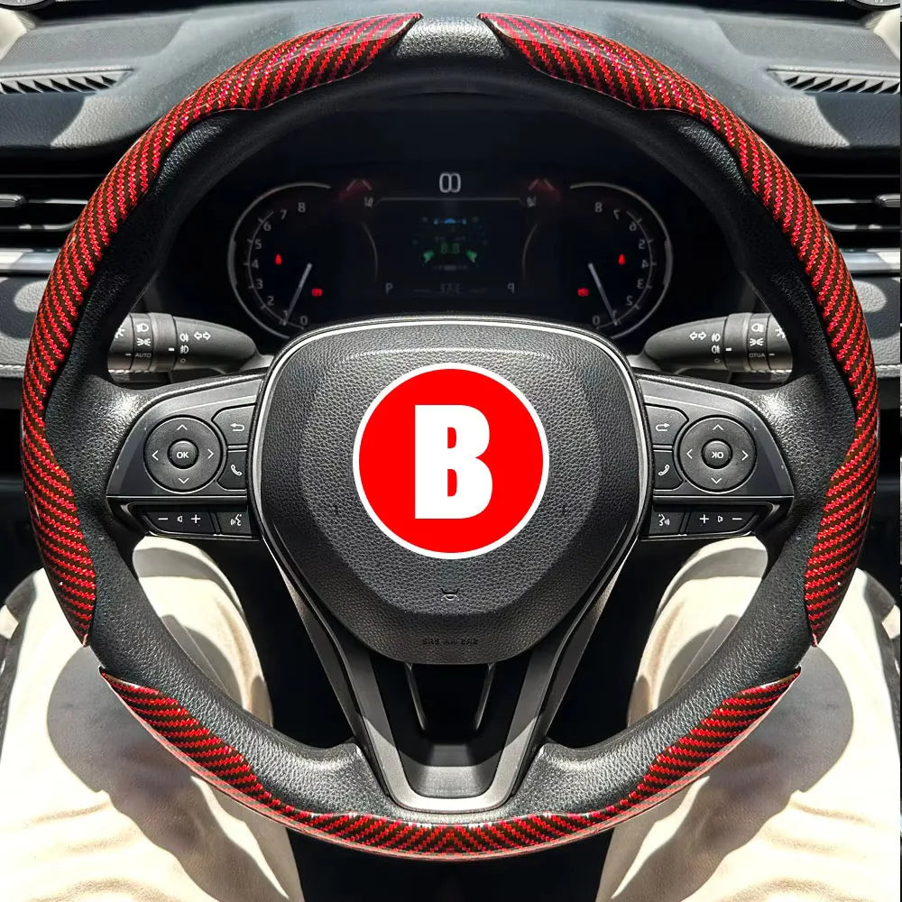 3PCS Car Steering Wheel Cover Warm Winter 38cm Round Steery Wheel Universa Glossy Laser Carbon Fiber Auto Interior Accessories CM World