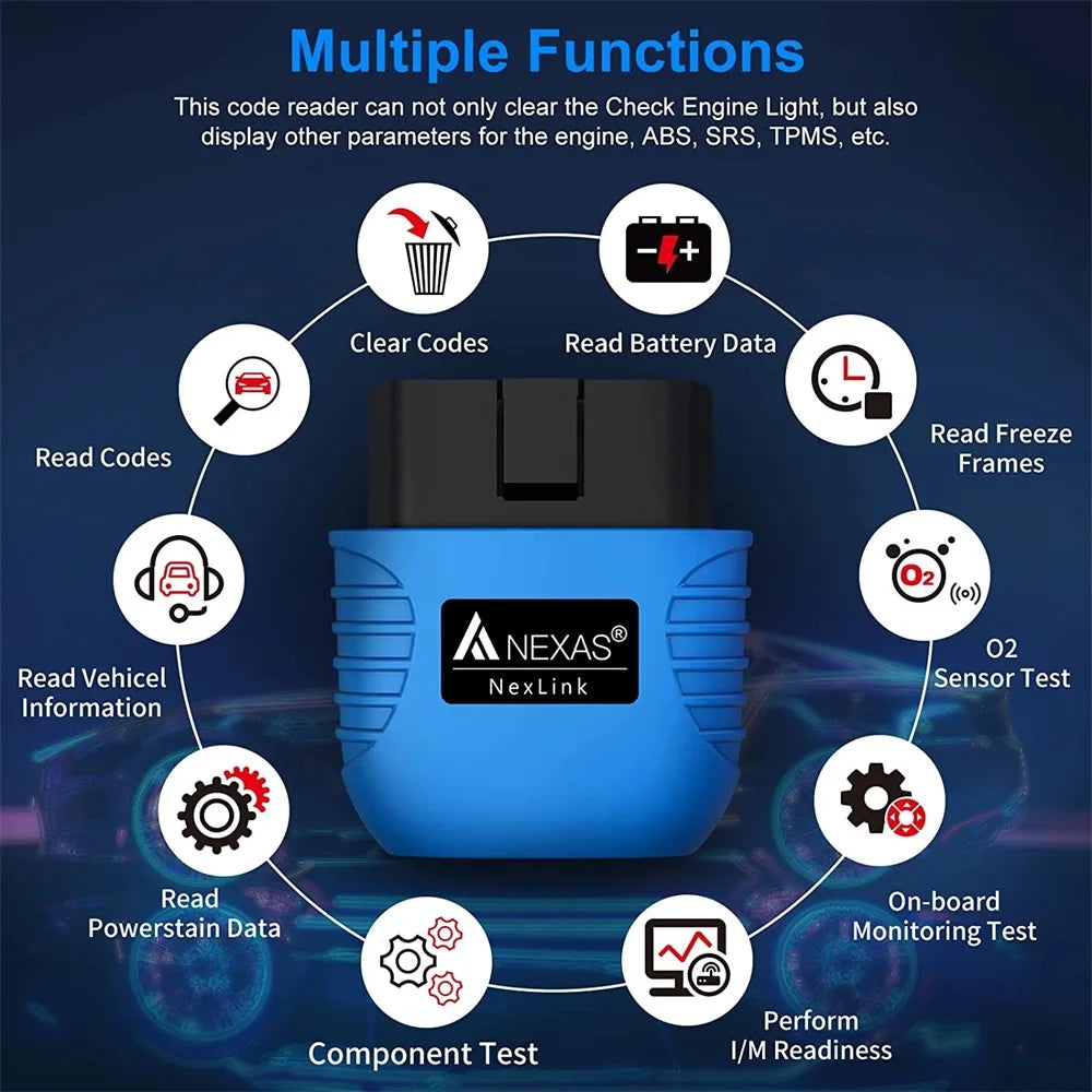 NEXAS Bluetooth 5.0 OBD2 EOBD Motorcycle Diagnostic Scanner for iOS Android Windows Fault Code Reader Diagnostic Scan Tool Car Mobile World