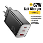 Essager 67W GaN USB-C Charger PD 3.0 QC 3.0 Fast Charge for iPhone 16 15 Pro Max Xiaomi Samsung Huawei Mate 70  Laptops Chargers Car Mobile World