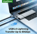 Uyellow USB 5 Cable 80Gbps 240W 16K Type C To C Fast Charging Thunderbolt 3 4 5 USB 5.0 to C Data Transfer Cable Laptop