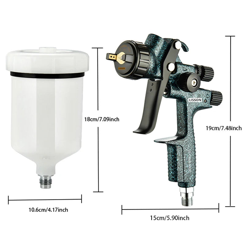 LISSON Starlight Version HVLP Type,1000B Spray Gun 1.3mm Stainless Steel Nozzle Professional Sprayer Paint Gun For Car Paintin CM World